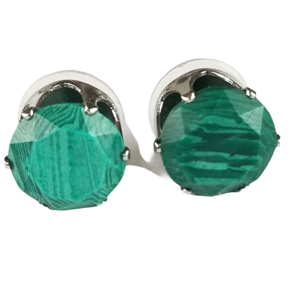 Vintage Green Silvertone Post Back Stud Earrings - Picture 13 of 13